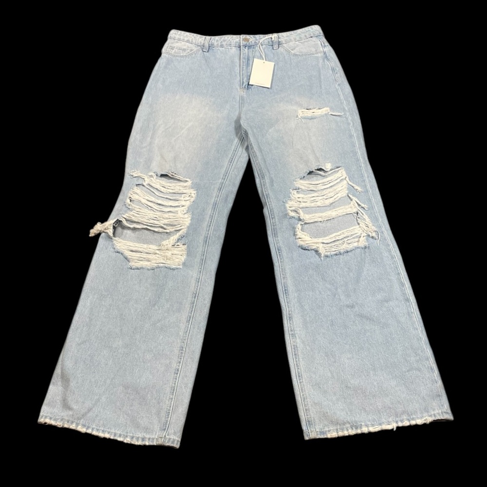 NWT FLYING MONKEY BLACK LABEL BAGGY DISTRESSED JEANS 34X34
